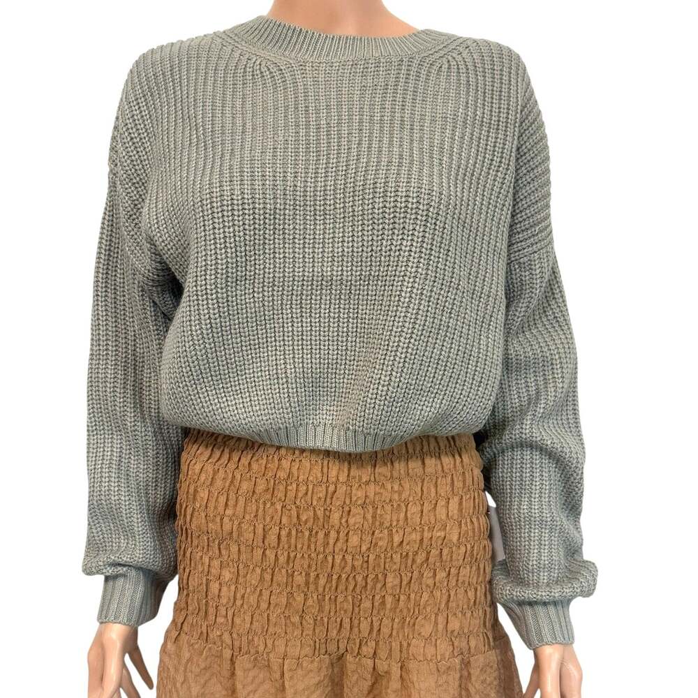 new Elodie XL acrylic knit crewneck cropped chunky sweater SP 3131